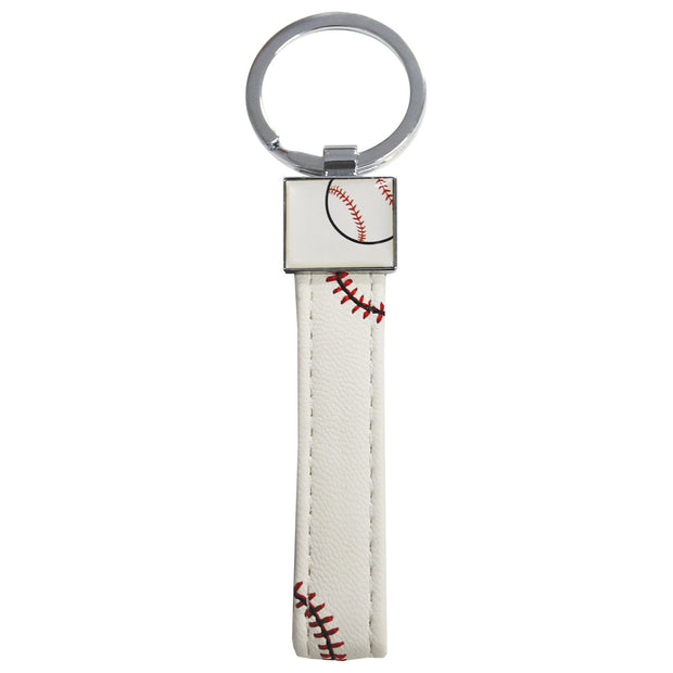 white baseball leather key chain