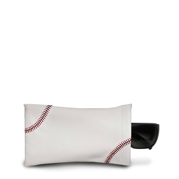white baseball leather sunglasses case