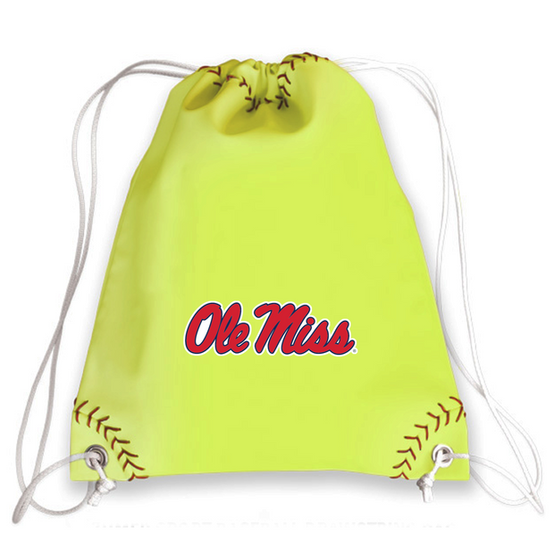Ole Miss Rebels Softball Drawstring Bag