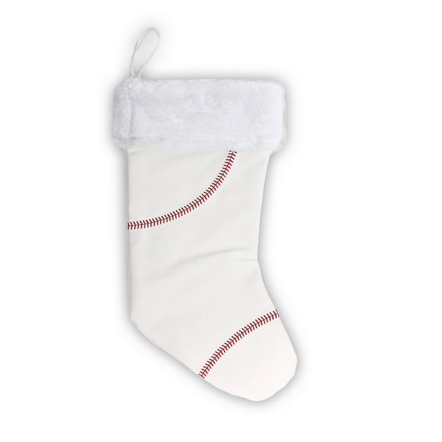 Sports Christmas Stocking made from baseball material