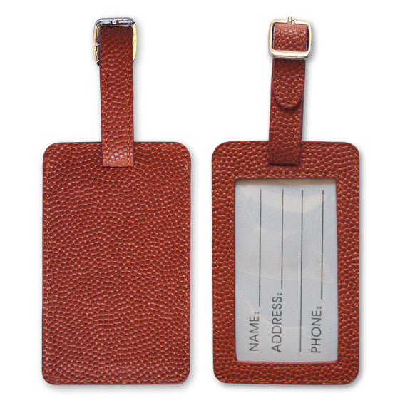 basketball leather luggage tags