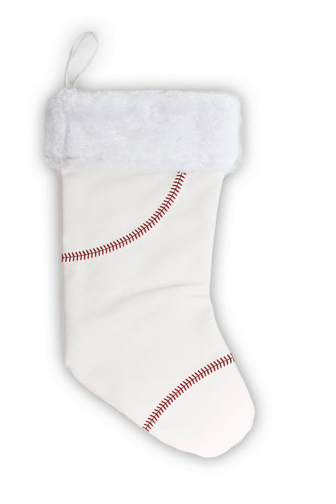 Sports Christmas Stocking made from baseball material
