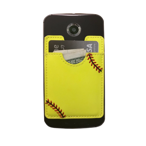 Softball Stick-On Cellphone Wallet